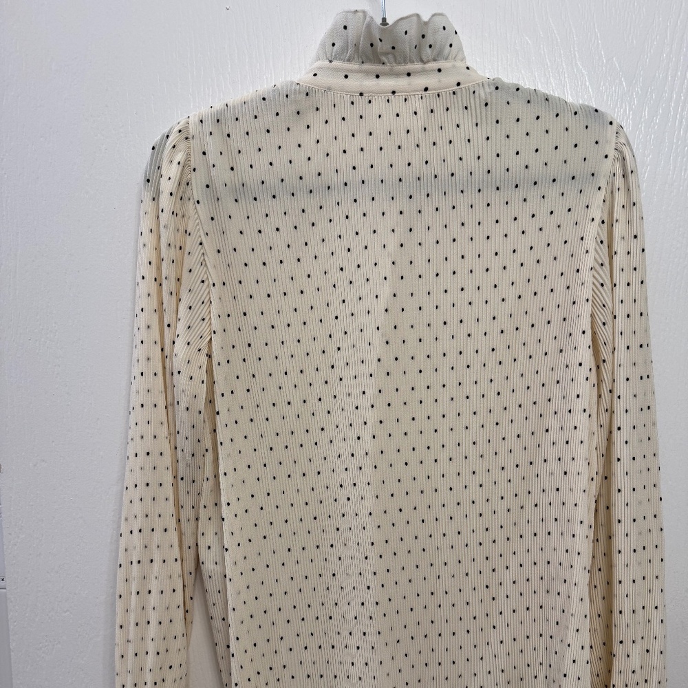 Sezane Coline Shirt Ecru/ Black Polka Dots - Size 2